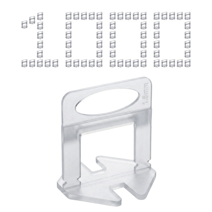 Set 1000x Clipsuri nivelare placi ceramice, 1.5 mm, Alb
