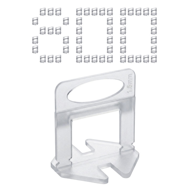 Set 800x Clipsuri pentru nivelare gresie si faianta, rost 1.5 mm, Alb