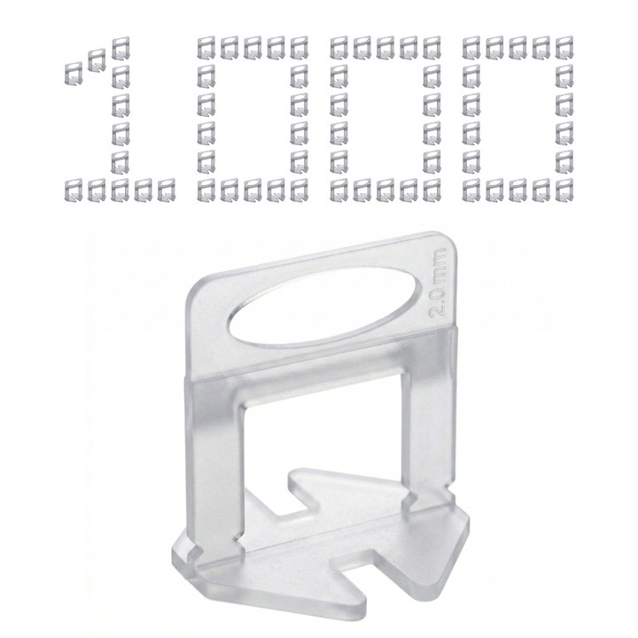 Set 1000x Cleme nivelare gresie si faianta, 2.0 mm, Alb