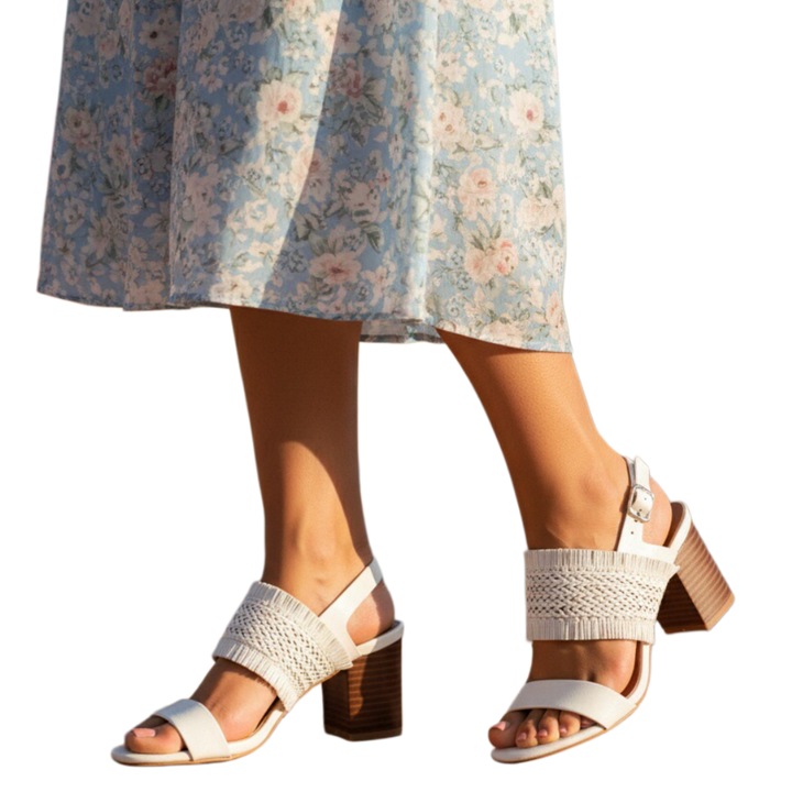 Sandale cu toc GL05alb 124605, Alb