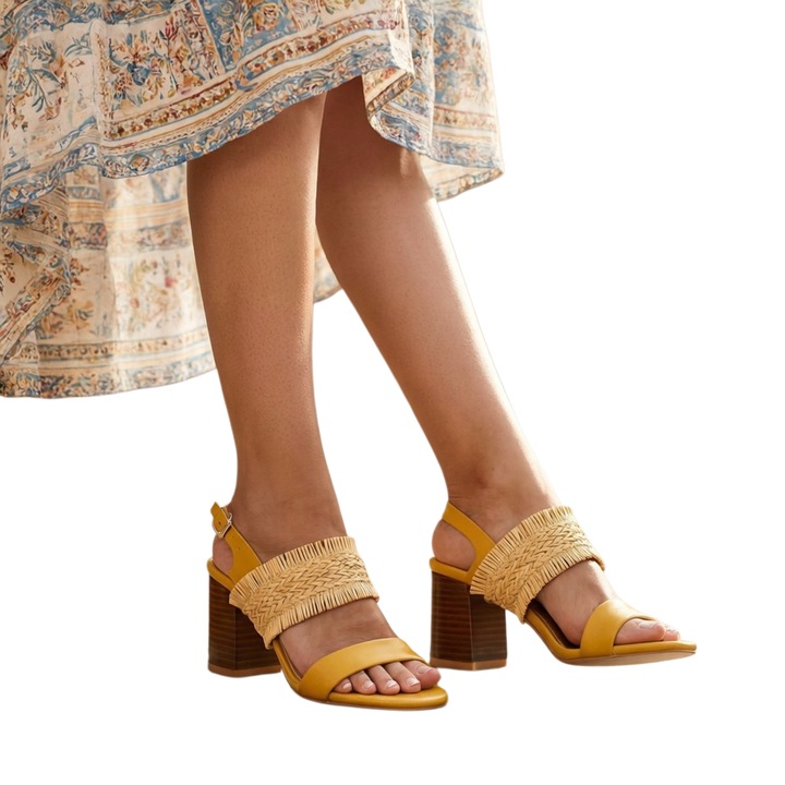 Sandale cu toc GL05galben 124617, Galben