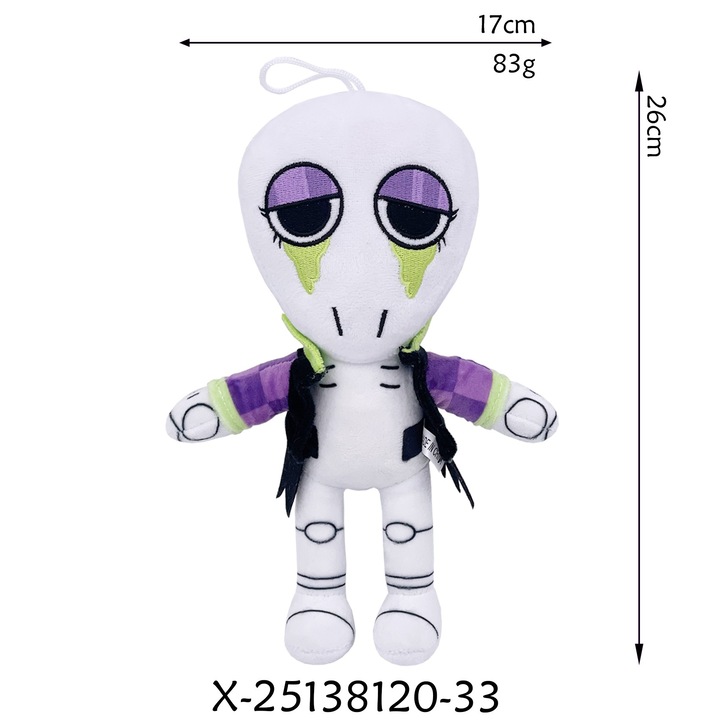 Jucarie de plus - Skull alb, 26x17cm, design minimalist, aspect dragut