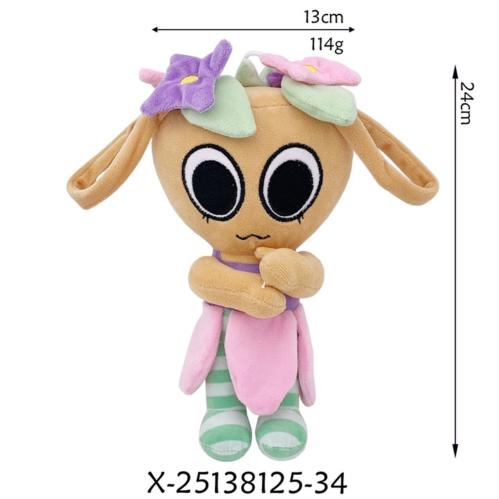 Jucarie de plus - Cos cu flori roz, 24x13cm