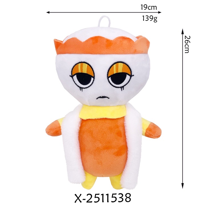 Jucarie de plus, Printesa portocalie, alb si portocaliu, 26x19cm