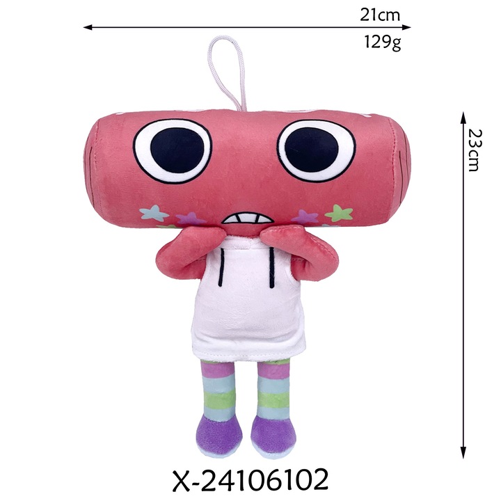 Jucarie de plus, rechin ciocan roz, 23x21cm, design dragut