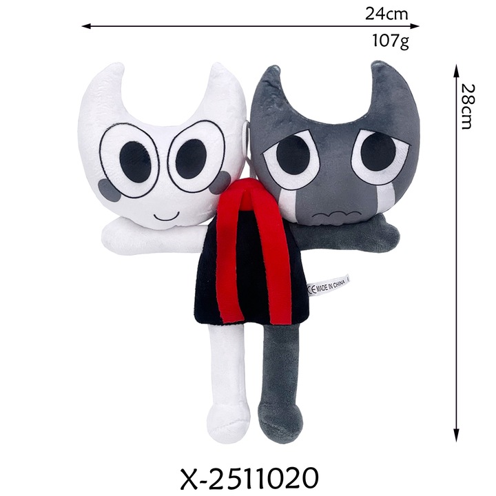 Jucarie de plus, Dublu cap, gri si alb, 28x14cm