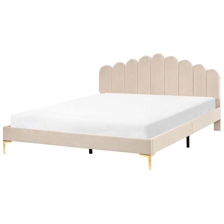 Ágy Bársony Sauvian 180 x 200 cm Bézs