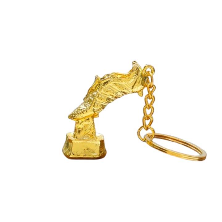 Breloc cu design Golden Boot, ornament mini trofeu, 4x4 cm, auriu