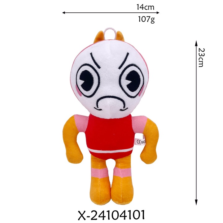 Jucarie de plus, cap de peste, portocalie-rosie, 23x14cm