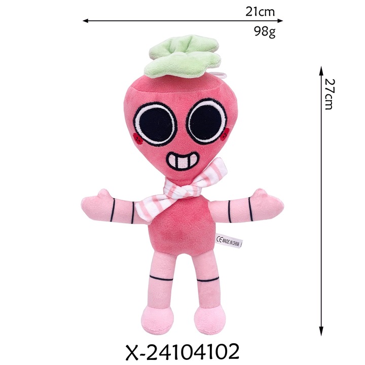 Jucarie de plus, capsuna, roz, 27x21cm