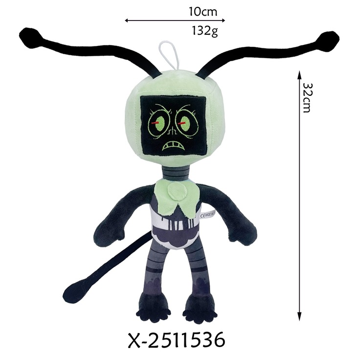 Jucarie de plus, Cap mutant verde, negru si verde, 32x10cm