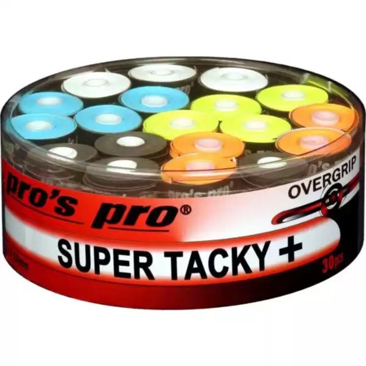 Overgrip tenis Pro’s Pro Super Tacky Plus, set 30 buc, multicolor – aderenta ridicata, absorbtie transpiratie, confort, tenis/squash/badminton
