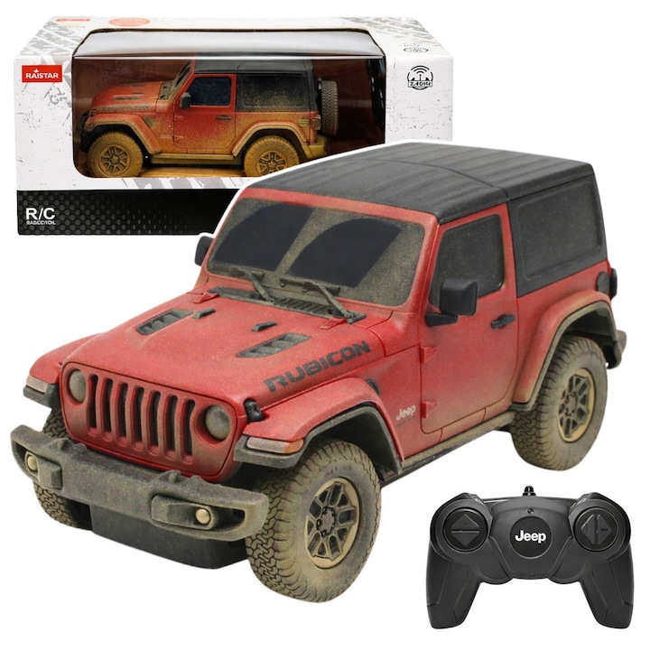 RC autó Rastar Jeep Wrangler Rubicon piros 21x11x8,8cm