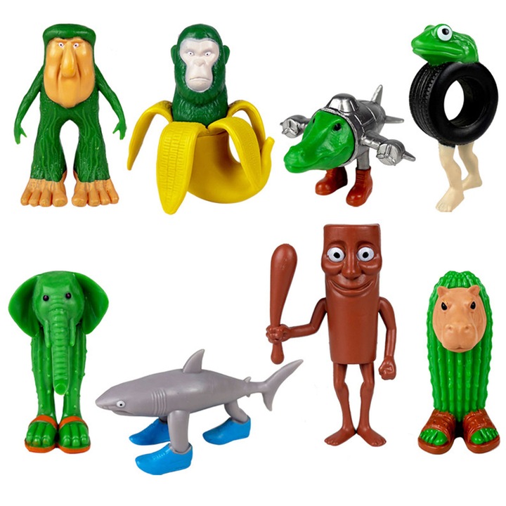 8 darab olasz Brainrot figura készlet, AFKSMILE, Tralalero Tralala, Tung Tung Tung Sahur, Brr Brr Patapim, Gyermekeknek és felnőtteknek, kiváló gyűjtői polcra, irodába és ajándéknak, 4.3-8.2cm, Többszínű