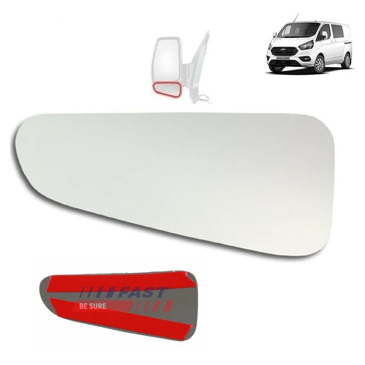 FAST alsó bal tükörüveg Ford Transit Custom 2012-2023, 14,3x6,3cm