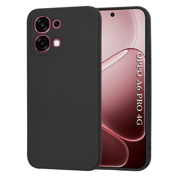 Husa Upzz® SoftFlex Pentru Oppo A6 Pro 4G / A6 Pro 5G, Silicon Soft, Protectie La Camera, Alcantara La Interior, Negru