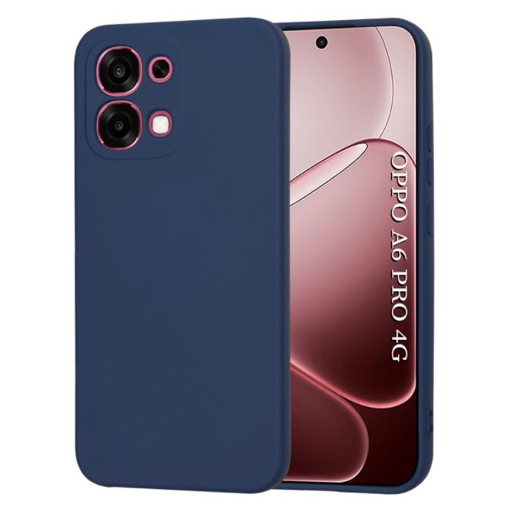 Husa Upzz® SoftFlex Pentru Oppo A6 Pro 4G / A6 Pro 5G, Silicon Soft, Protectie La Camera, Alcantara La Interior, Albastru