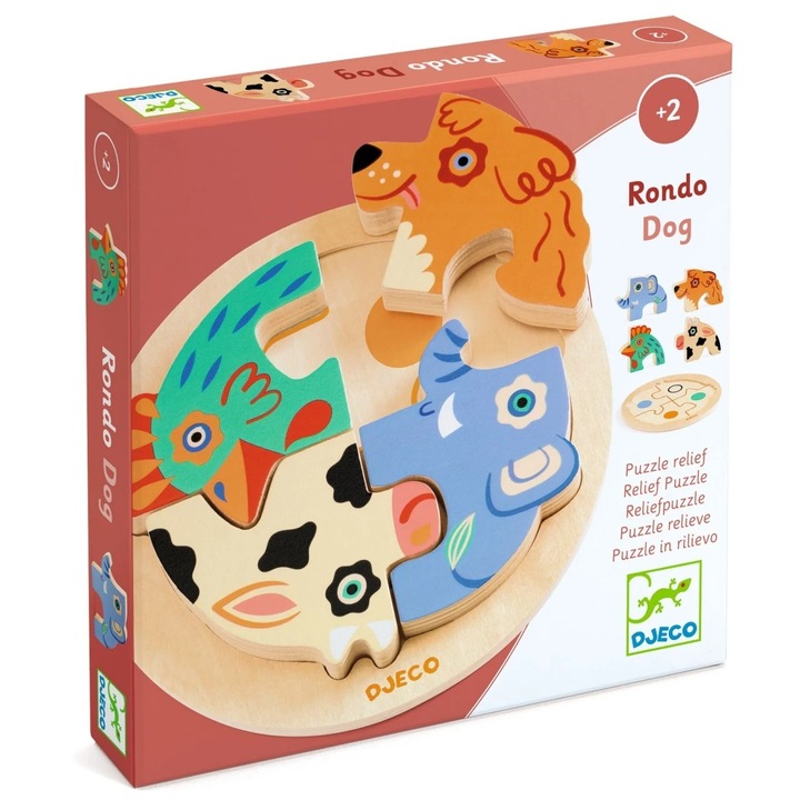 Puzzle din lemn Rondo Dog, Djeco
