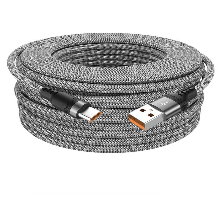 USB Type-C adatkábel IPSTYLE 3M, 3A, dupla fonott, alumínium, nylon