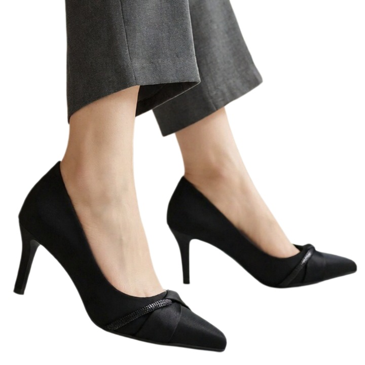 Pantofi eleganti cu toc FX-8negru 124659, Negru