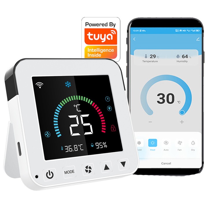 Controler de aer conditionat WiFi, RTX, TUYA, control vocal, 7x7x1,5cm