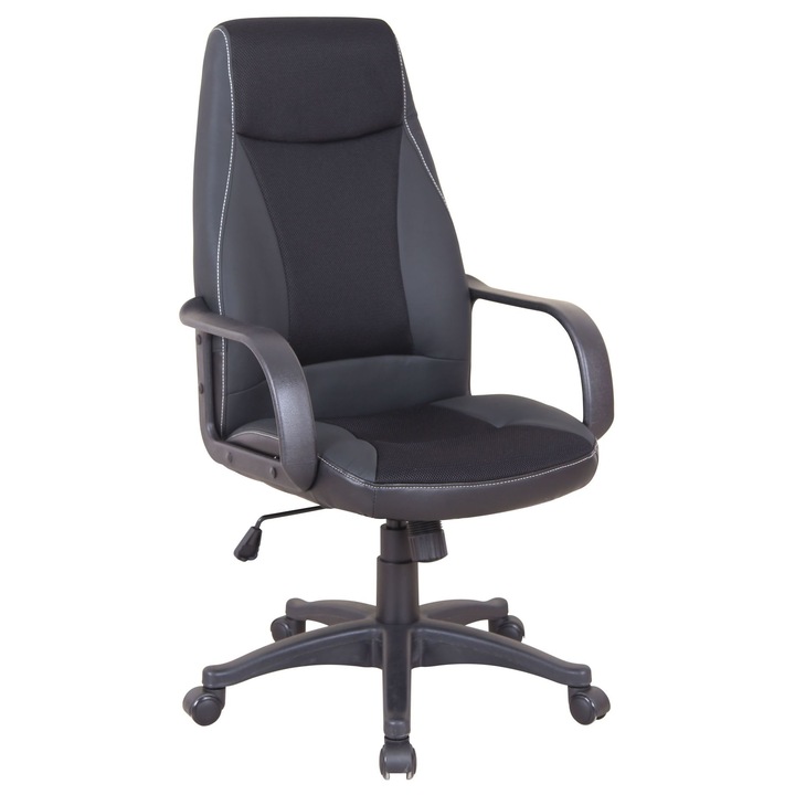 Офис стол Furnitex CX-0330M03, екологичен, черен, 106-115,5x65x49,5см