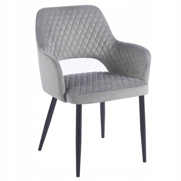 Kárpitozott szék, Furnitex, szürke, 85x59cm, bársony anyag, karfás