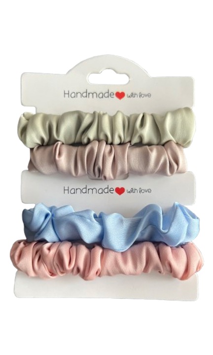 Set 4 scrunchies Alma Handmade din matase satinata - Culori pastelate