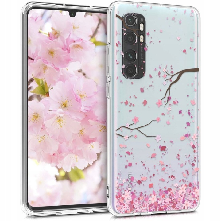 Set 3 Huse Telefon Blackview A200 Pro, TPU Transparent cu Motif Flori Roz, Slim