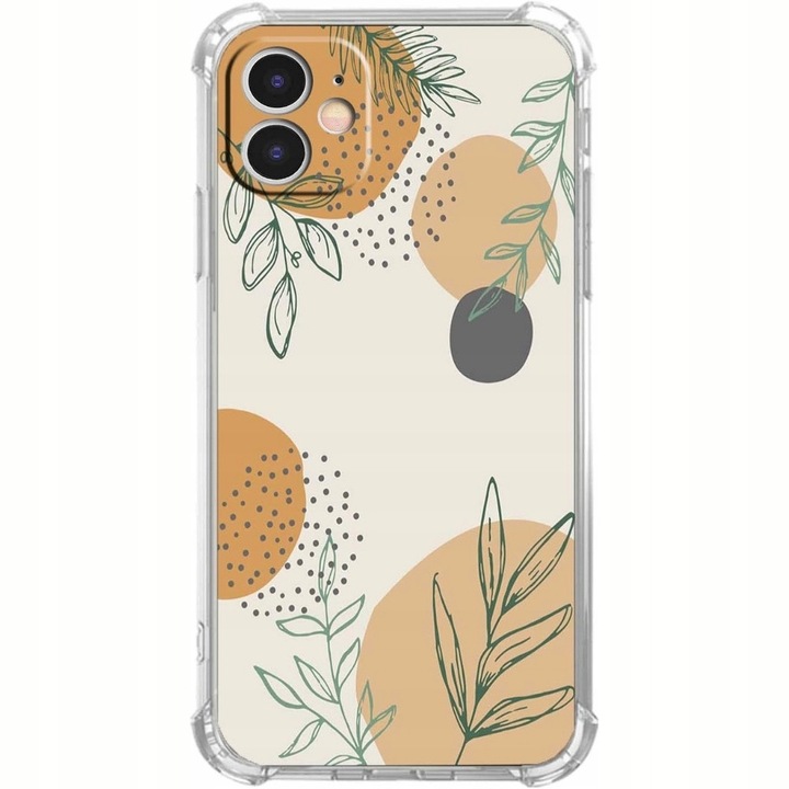 Husa telefon, design abstract frunze verzi, TPU, pentru iPhone 11