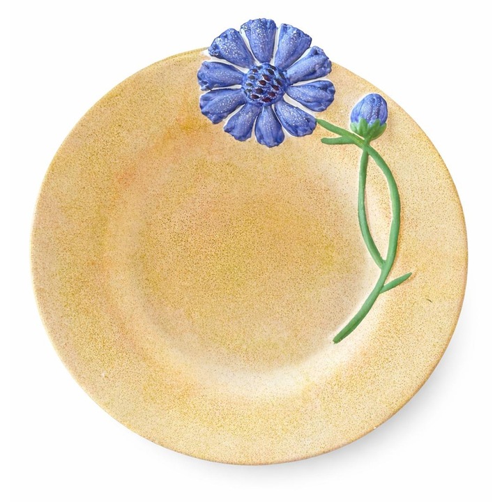 Dekoratív kerámia tányér 23 cm, virágmintás, elegáns tálaláshoz és dekorációhoz