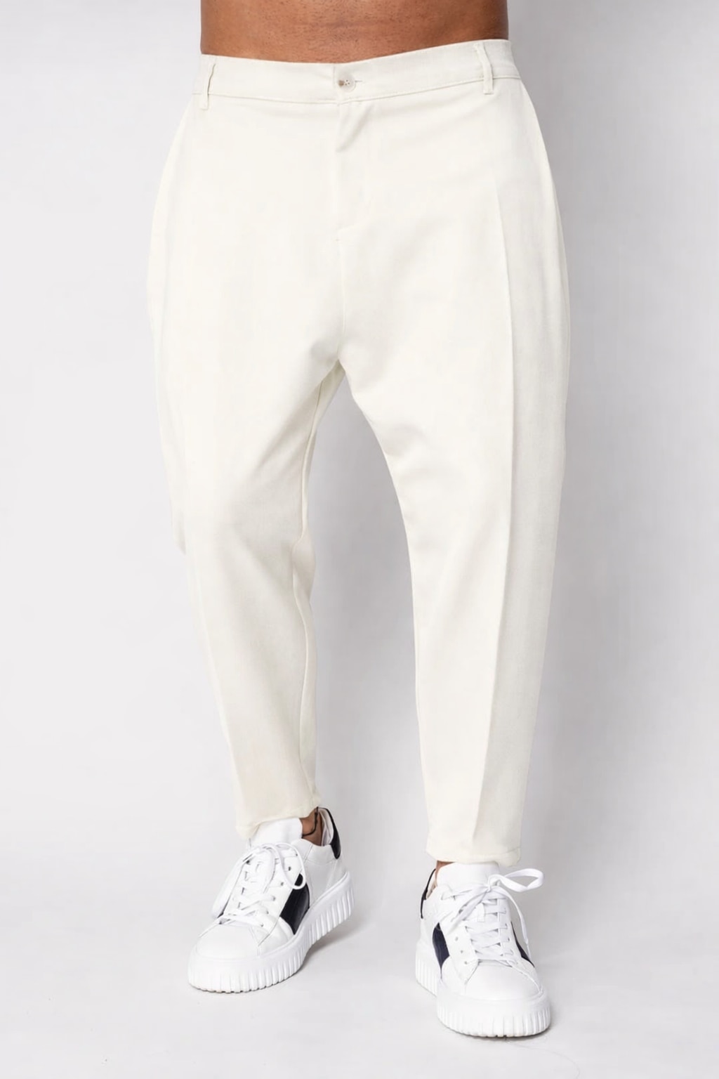 Meltermarie Lasat Pantalon lung conic cu tur lasat Off White Alb XL INTL - eMAG.ro