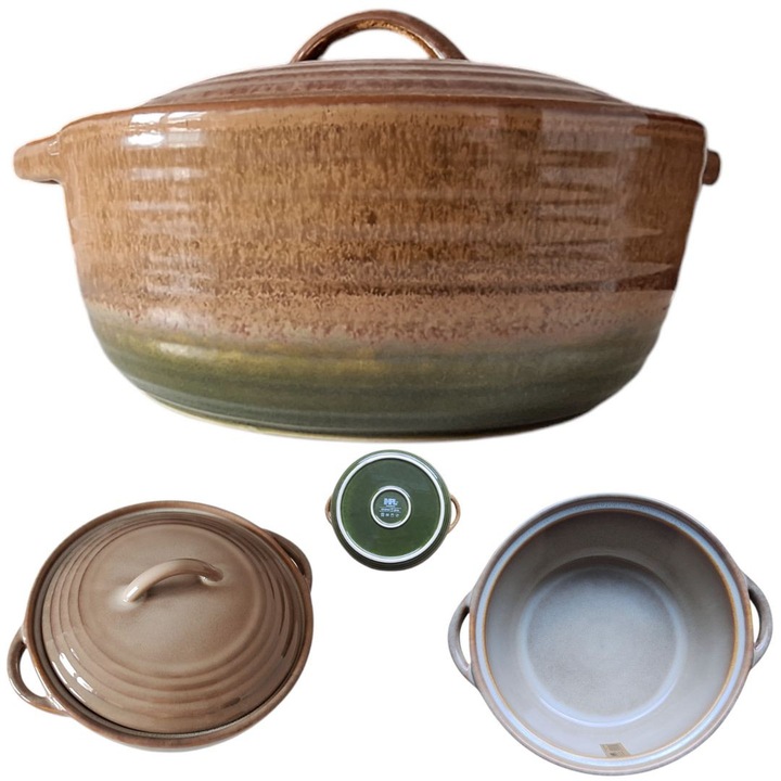 Vaza ceramica 2L, multicolor, 23x26.5cm, cu capac pentru gatit