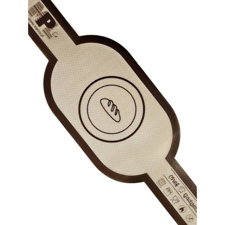 Mata de copt din silicon, MPLCO, 55x15cm, bej cu margine maro, reutilizabila