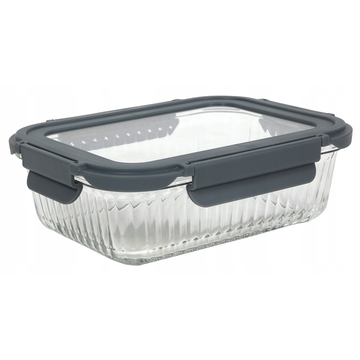 Hőálló üveg sütőforma, MPLCO, 1L, átlátszó, 19,5x14,5x5,5cm, fedővel