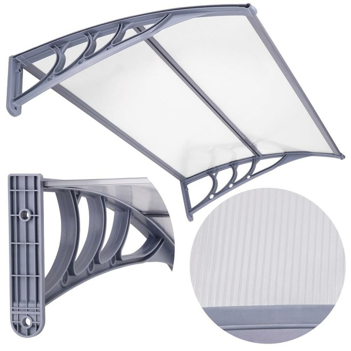 Marchiza de intrare Springos din policarbonat 80x120cm - Gri