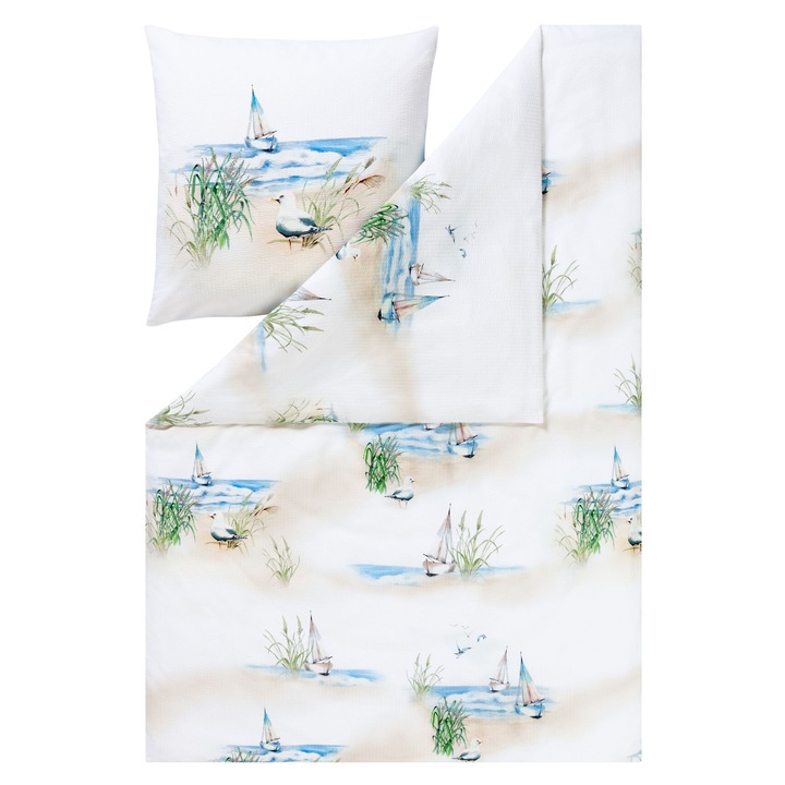 Lenjerie de pat Estella Meggie Kora 200x220cm, 3 piese, 100% bumbac, respirabil, usor de intretinut