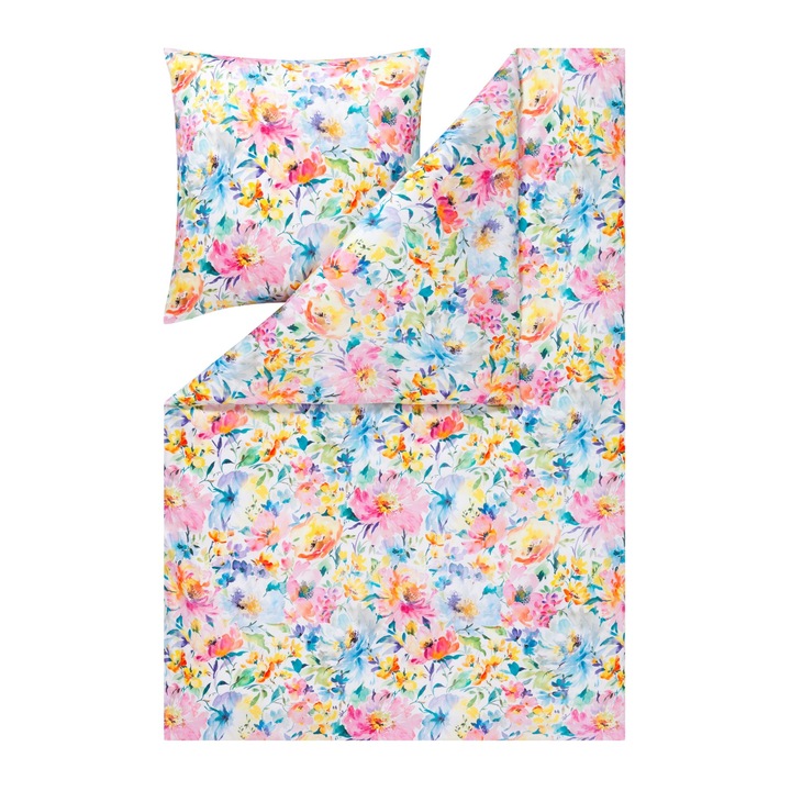 Lenjerie de pat Estella Mako Satyna 160x200cm, 3 piese, material hipoalergenic, rezistent la pilling, culoare multicolor