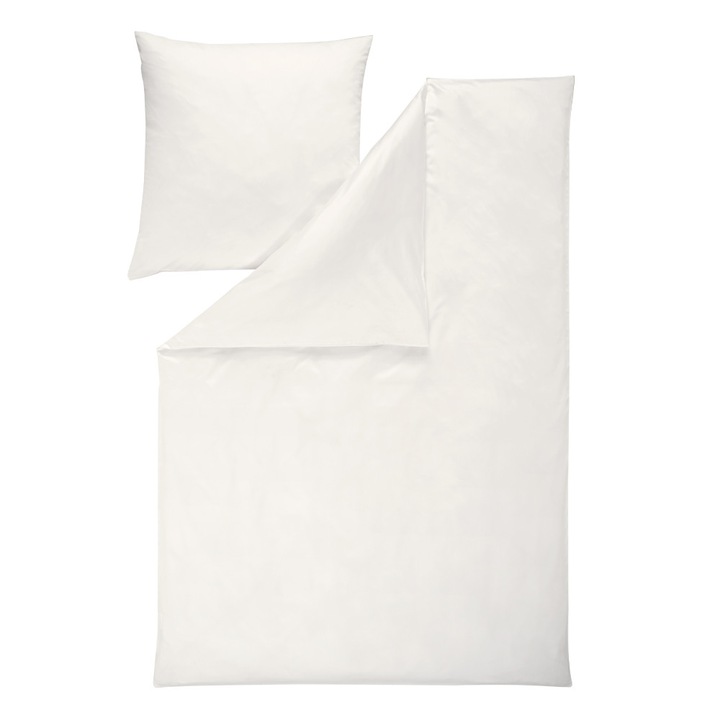 Lenjerie de pat Estella Valetta Mako Satyna 140x200cm, 2 piese, 100% bumbac, rezistent la pilling, alb