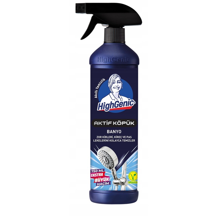 Solutie de curatare baie, Highgenic, Active Foam, 750ml, indeparteaza petele de rugina si murdaria