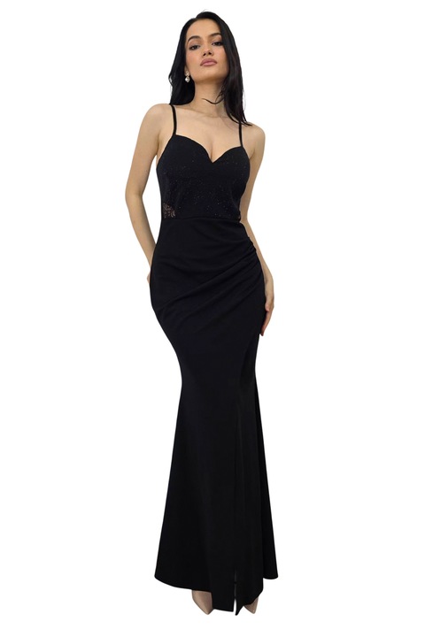 Rochie petrecuta, de seara Serelya, cu dantela, Negru