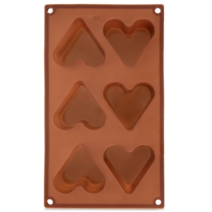 Forma Din Silicon Termorezistent Orion, Dimensiune 29x17.5 Centimetri, Perfecta Pentru Prepararea Simultana A 6 Briose, Deserturi Si Prajituri In Forma De Inimioara, Nu Necesita Tapetare Cu Ulei, Aluatul Extragandu-Se Usor, Rezista Perfect La Microunde