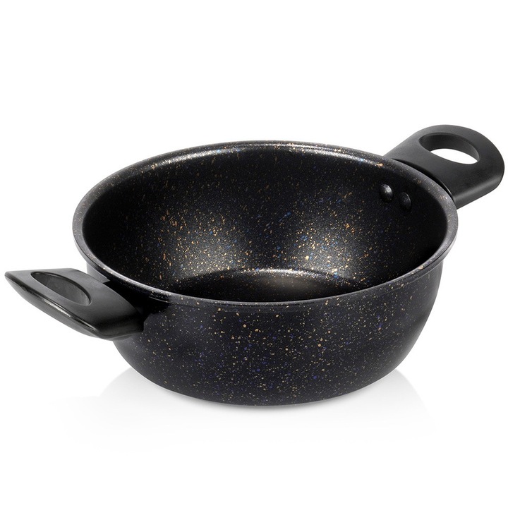 Vilde Basic Line szénacél edény tapadásmentes gránit bevonattal, 20 cm átmérőjű, 2 L űrtartalom, ideális egészséges főzéshez minimális zsírral, gáz- és elektromos tűzhelyhez indukció nélkül, mosogatógépben biztonságosan tisztítható mindennapi használatra