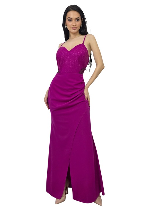 Rochie petrecuta, de seara Serelya, cu dantela, Magenta