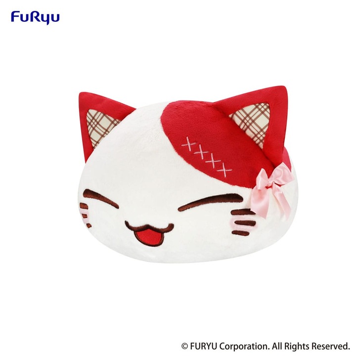 Figurina de plus Kotka Nemuneko, FURYU, 35 cm, rosie, material 100% poliester, jucarie de plus