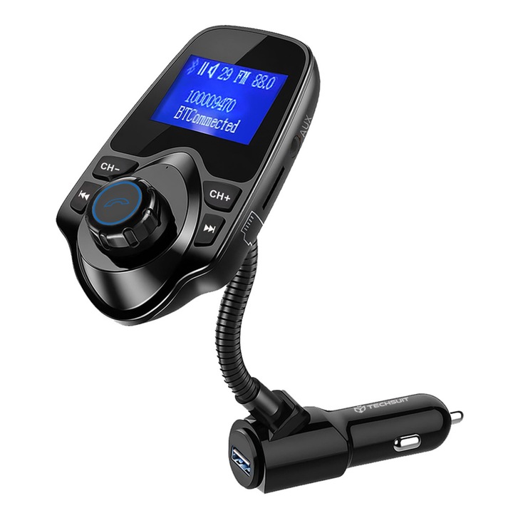 Modulator FM auto Comari® DriveLink Core, Bluetooth, apeluri hands-free, redare muzica wireless, Negru