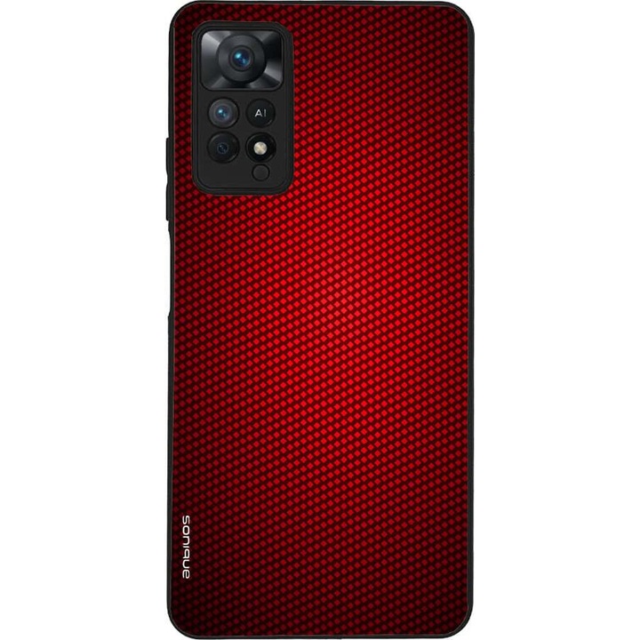 Husa telefon Sonique Carbon Series pentru Xiaomi Redmi Note 11 Pro 4G/5G / Redmi Note 12 Pro, rosie, silicon, antisoc