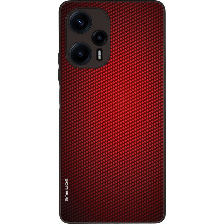 Husa telefon Sonique Carbon Series, rosie, pentru Xiaomi Poco F5 5G, silicon, design modern, protectie antisoc.