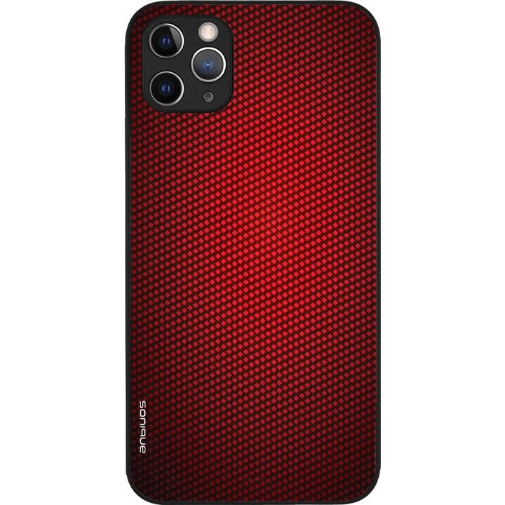 Husa telefon Sonique Carbon Series pentru Apple iPhone 11 Pro Max, rosie, silicon, acrilic, antisoc