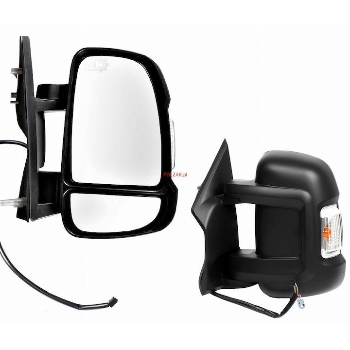 Oglinda auto manuala MMax dreapta cu semnalizator, 2 pini, 8x40x32cm, pentru Fiat Ducato, Peugeot Boxer, Citroen Jumper 2006-2023